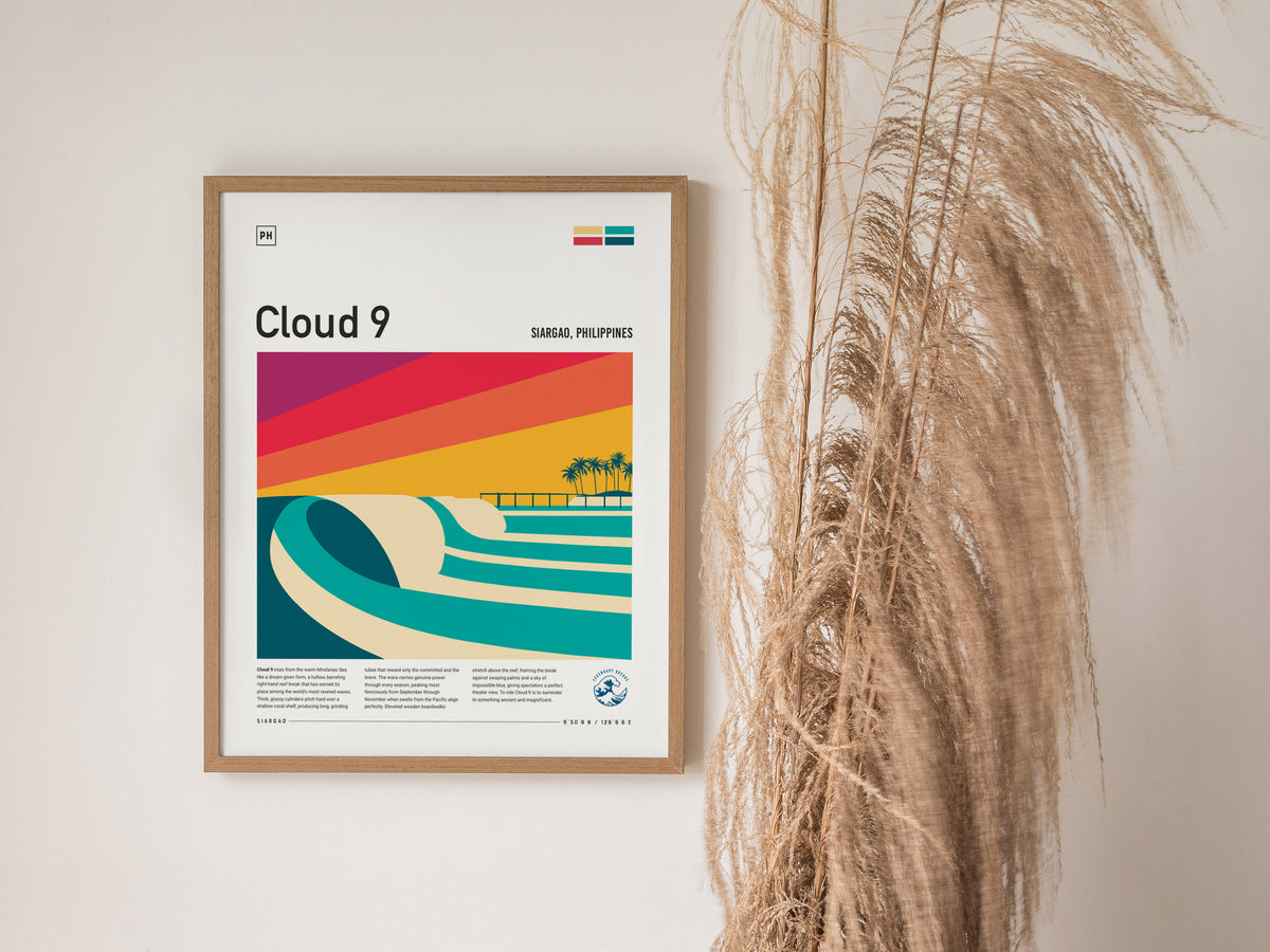 Cloud 9, Siargao, Philippines Poster | Tropical Surf Wall Art — styled in a modern interior