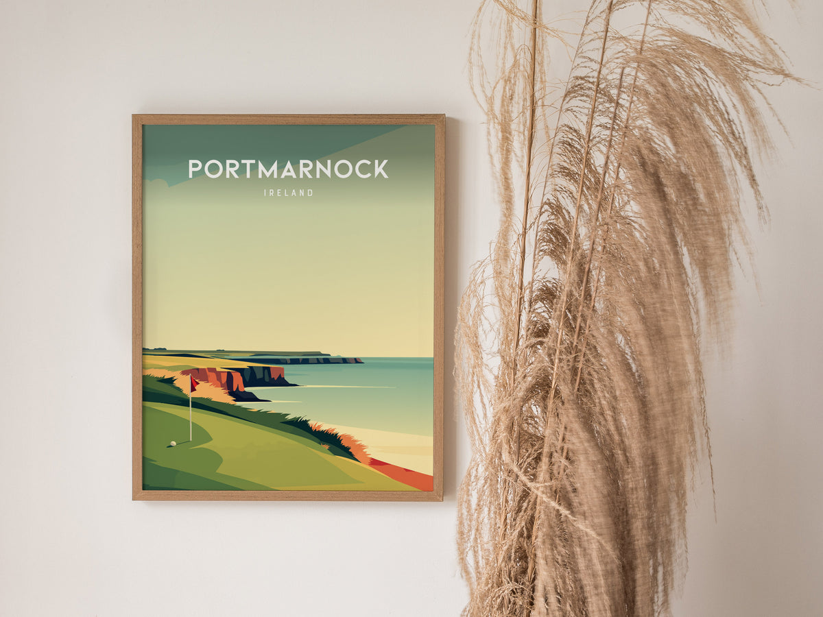 Portmarnock, Ireland Poster | Links Poster & Golfer Gift Wall Art — styled in a modern interior