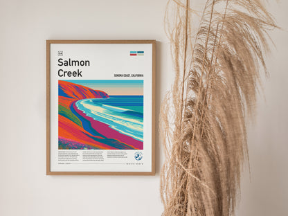 Salmon Creek, Sonoma Coast, California Poster | Surf Wall Art & Wave Print — styled in a modern interior