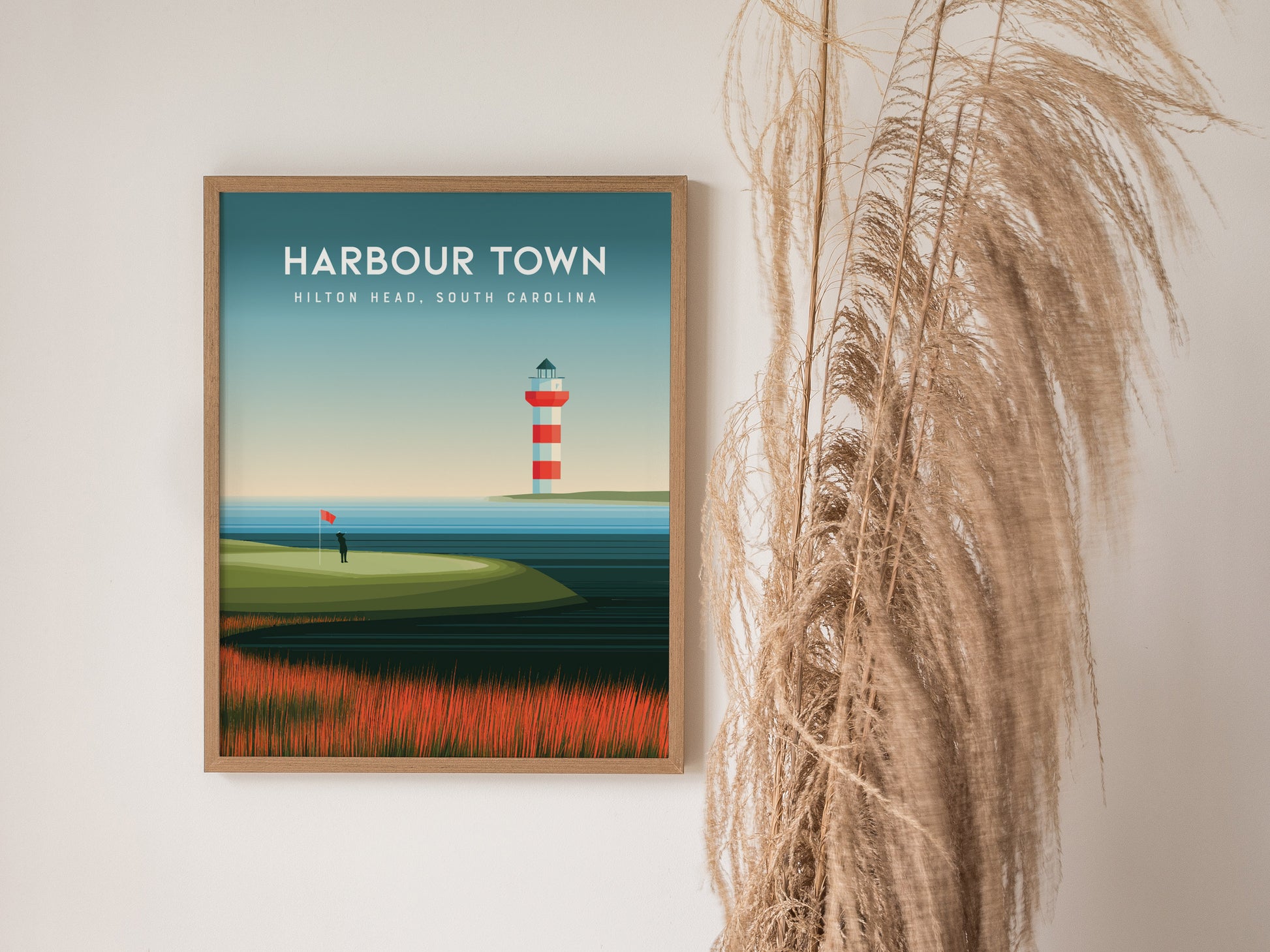 Harbour Town Golf Links, Hilton Head, South Carolina Poster | Iconic Lighthouse & Fairway Wall Art — styled in a modern inter