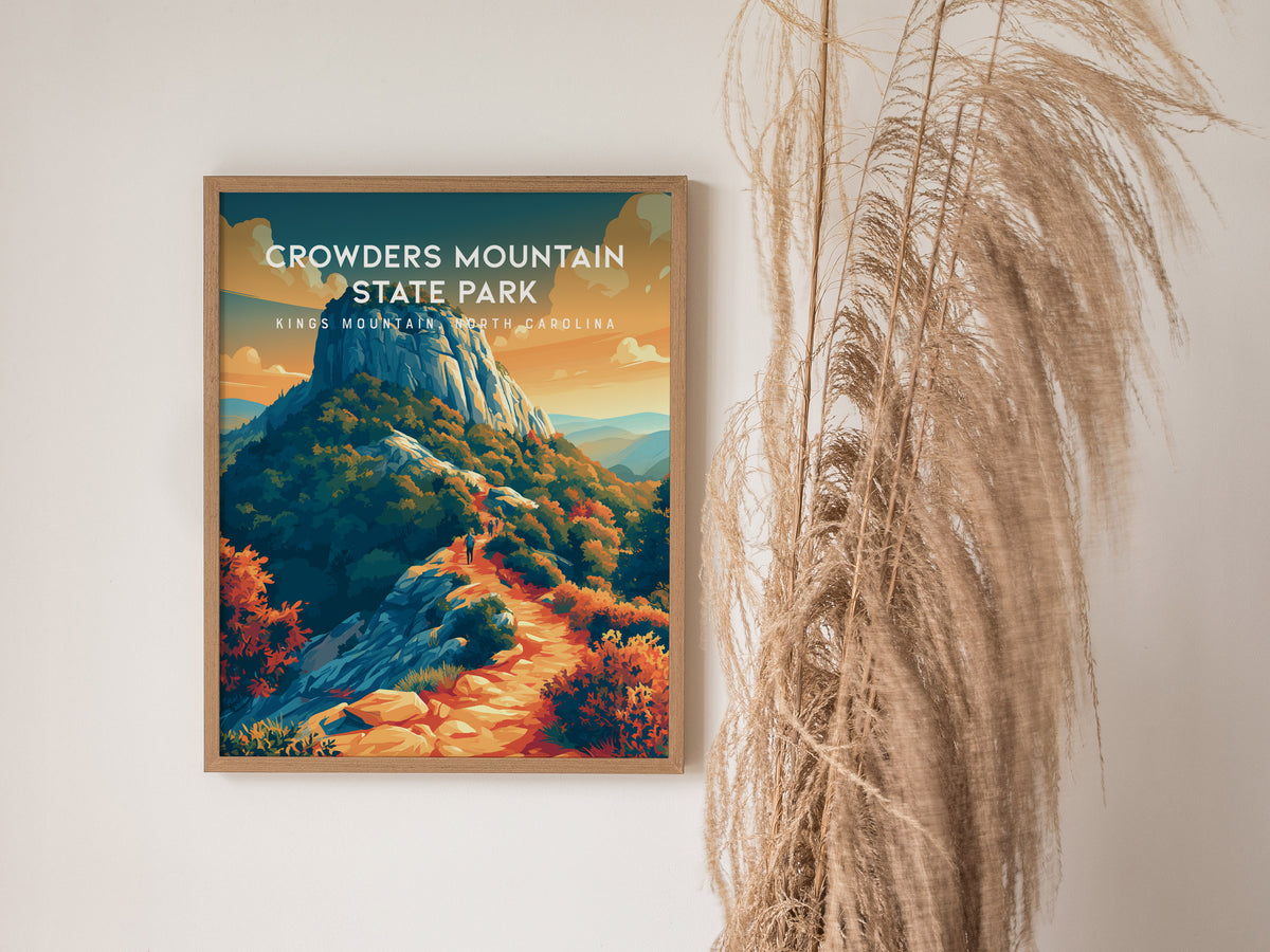 Crowders Mountain State Park, Kings Mountain, North Carolina Poster | Summit Trail Adventure Travel Wall Art — styled in a mo