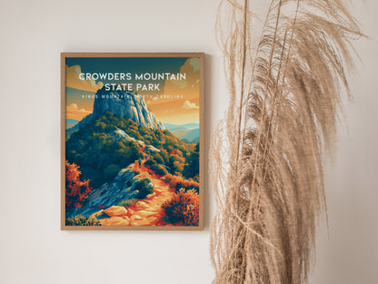 Crowders Mountain State Park, Kings Mountain, North Carolina Poster | Summit Trail Adventure Travel Wall Art — styled in a mo