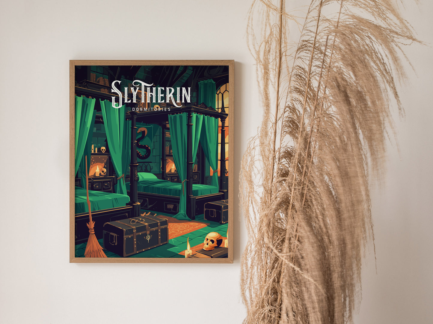 Slytherin Poster | Harry Potter Hogwarts Dorm Art | Wizarding World Gift