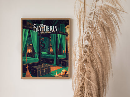 Slytherin Poster | Harry Potter Hogwarts Dorm Art | Wizarding World Gift