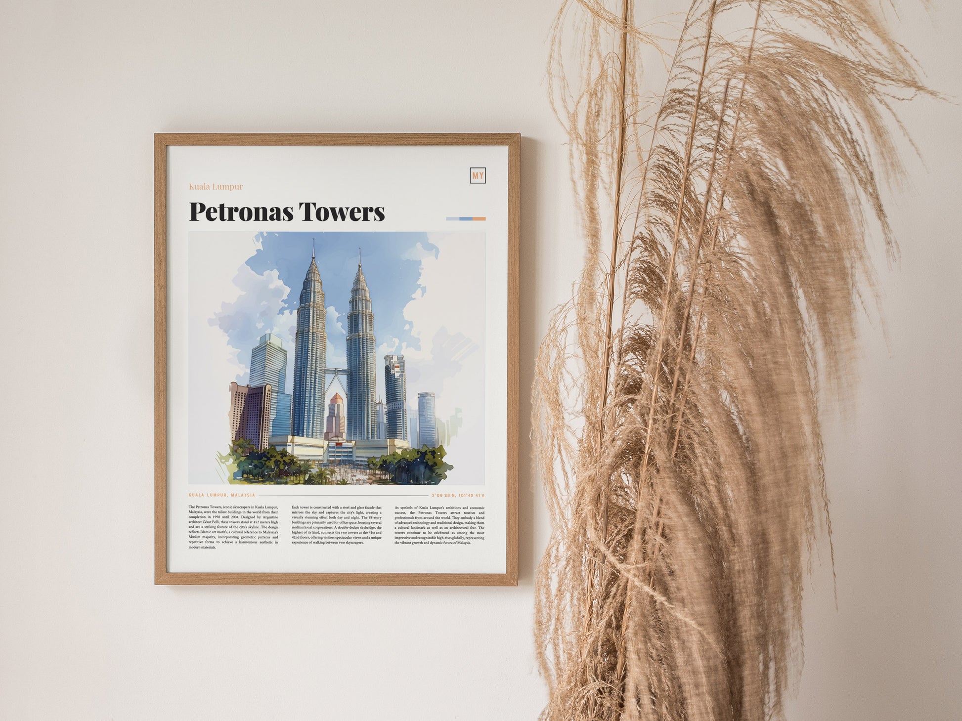 Kuala Lumpur Skyline Poster | Petronas Twin Towers Cityscape Wall Art