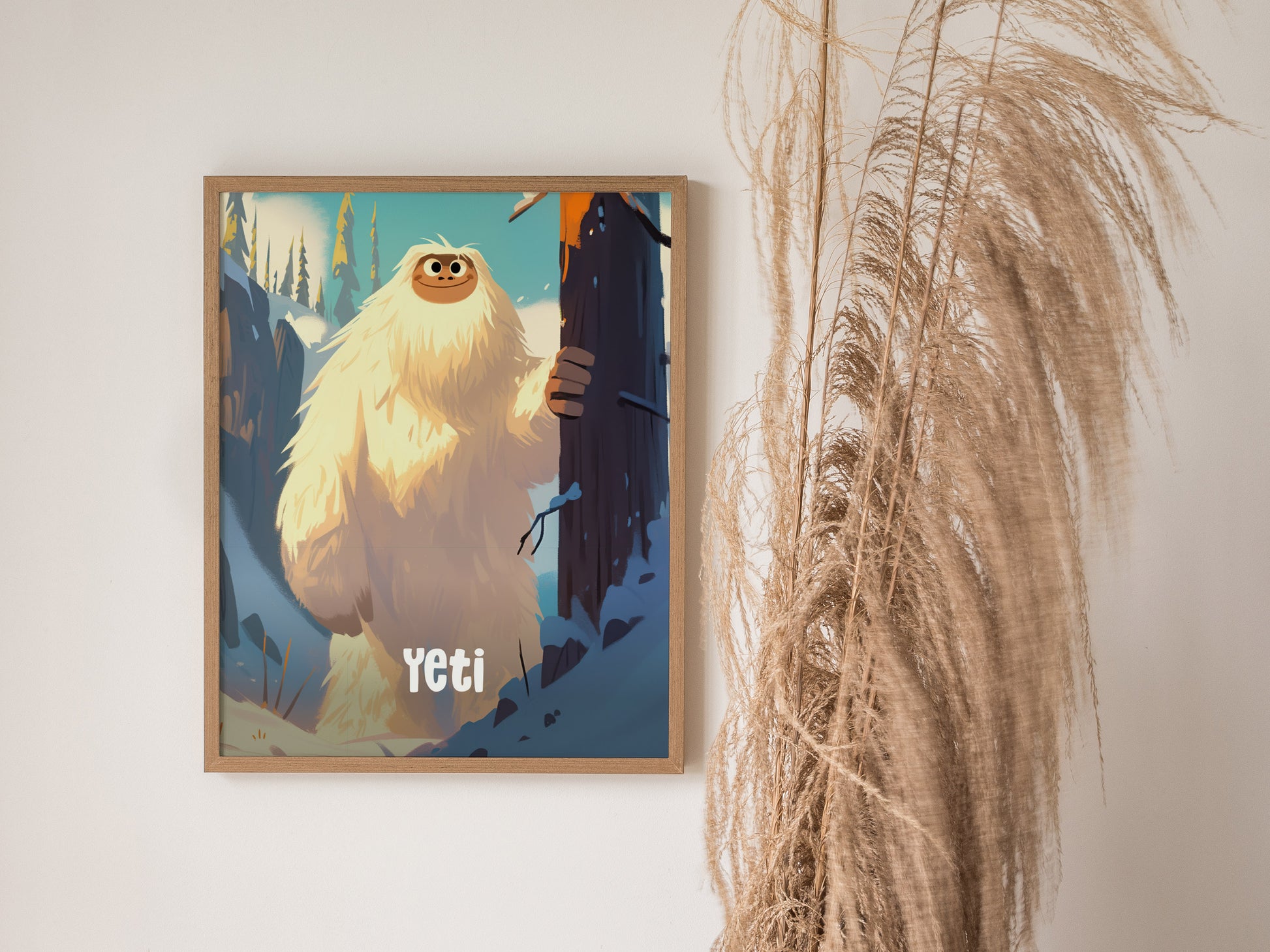 Yeti Nursery Poster | Cute Cryptid Snowman Wall Art for Kids Room or Baby Gift | Cozy Winter Art Print | Framed or Unframed