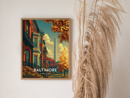 Baltimore, Maryland Poster | Harbor Skyline & Charm City Wall Art — styled in a modern interior