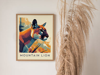 Mountain Lion Poster | Cougar Wildlife Wall Art Print