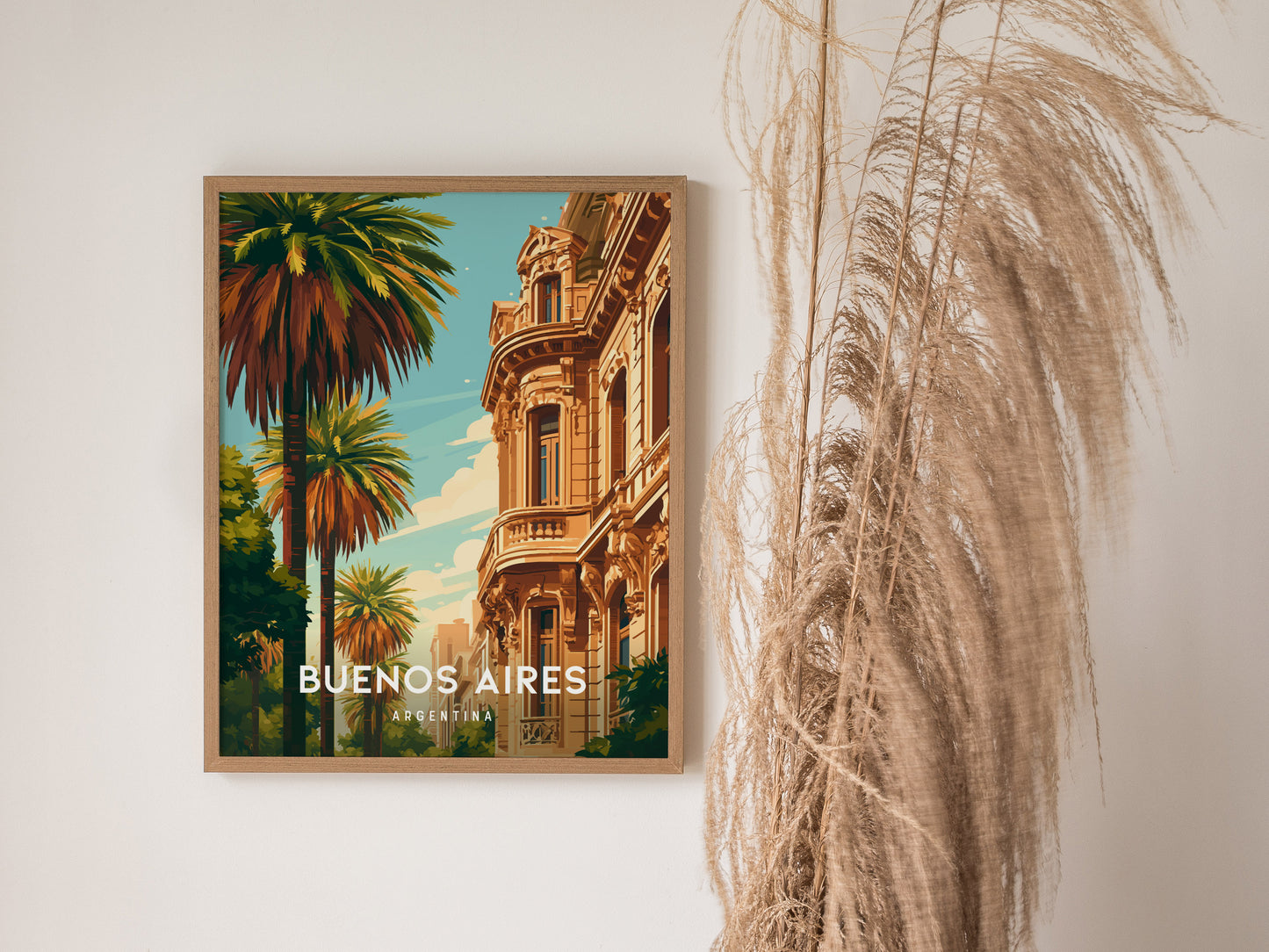 Buenos Aires, Argentina Poster | Tango & Colorful Streets Wall Art — styled in a modern interior