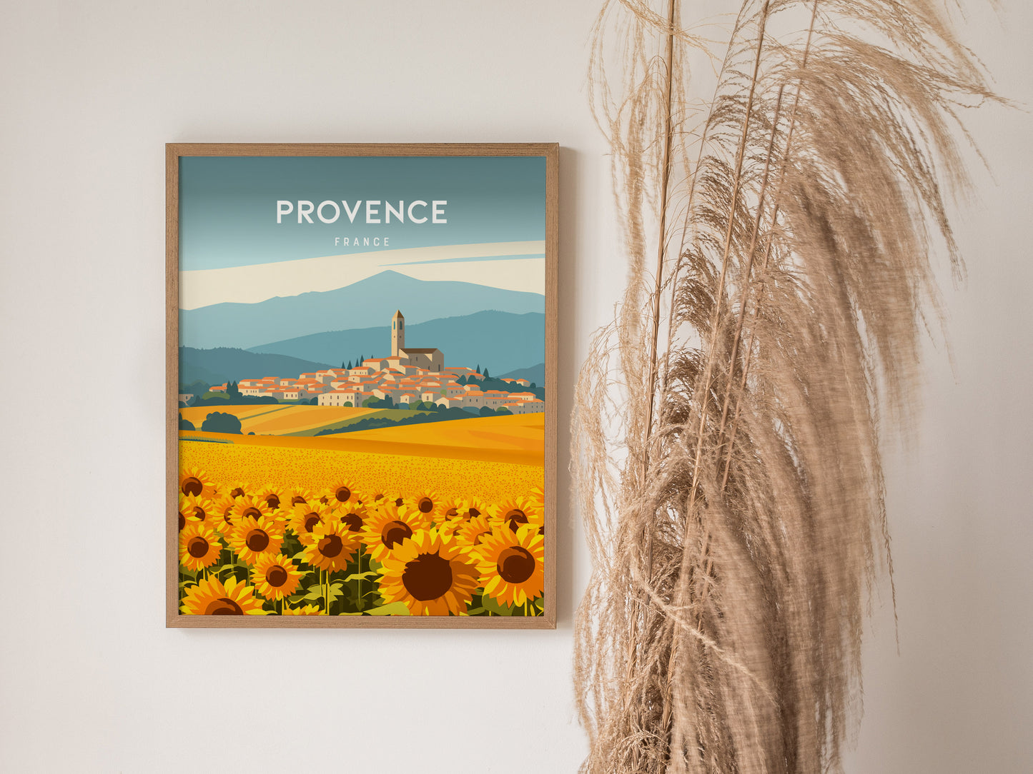 Provence, France Poster | Lavender Fields & Village Charm Wall Art — styled in a modern interior