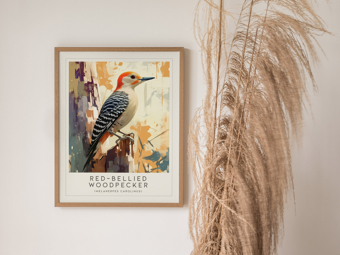 Red-Bellied Woodpecker Poster | Modern Bird Wall Art