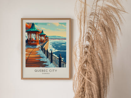 Quebec City Matte Border Poster | Canada Destination Print Travel Wall Art — styled in a modern interior