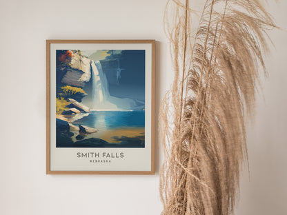 Smith Falls Matte Border Poster | Nebraska Travel Wall Art — styled in a modern interior