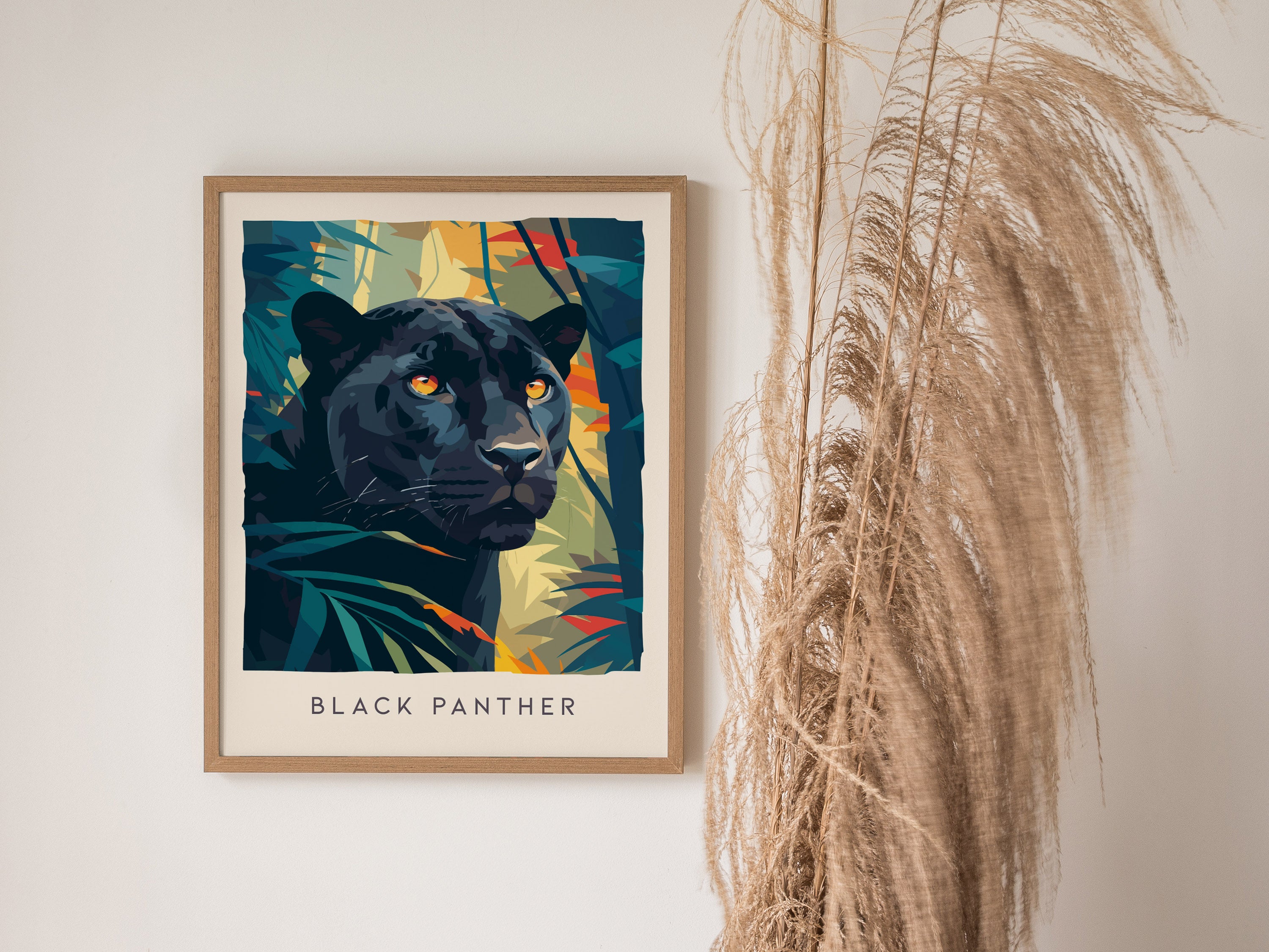 Black Panther Wildlife Poster | Fierce Jungle Cat Fine Wall Art