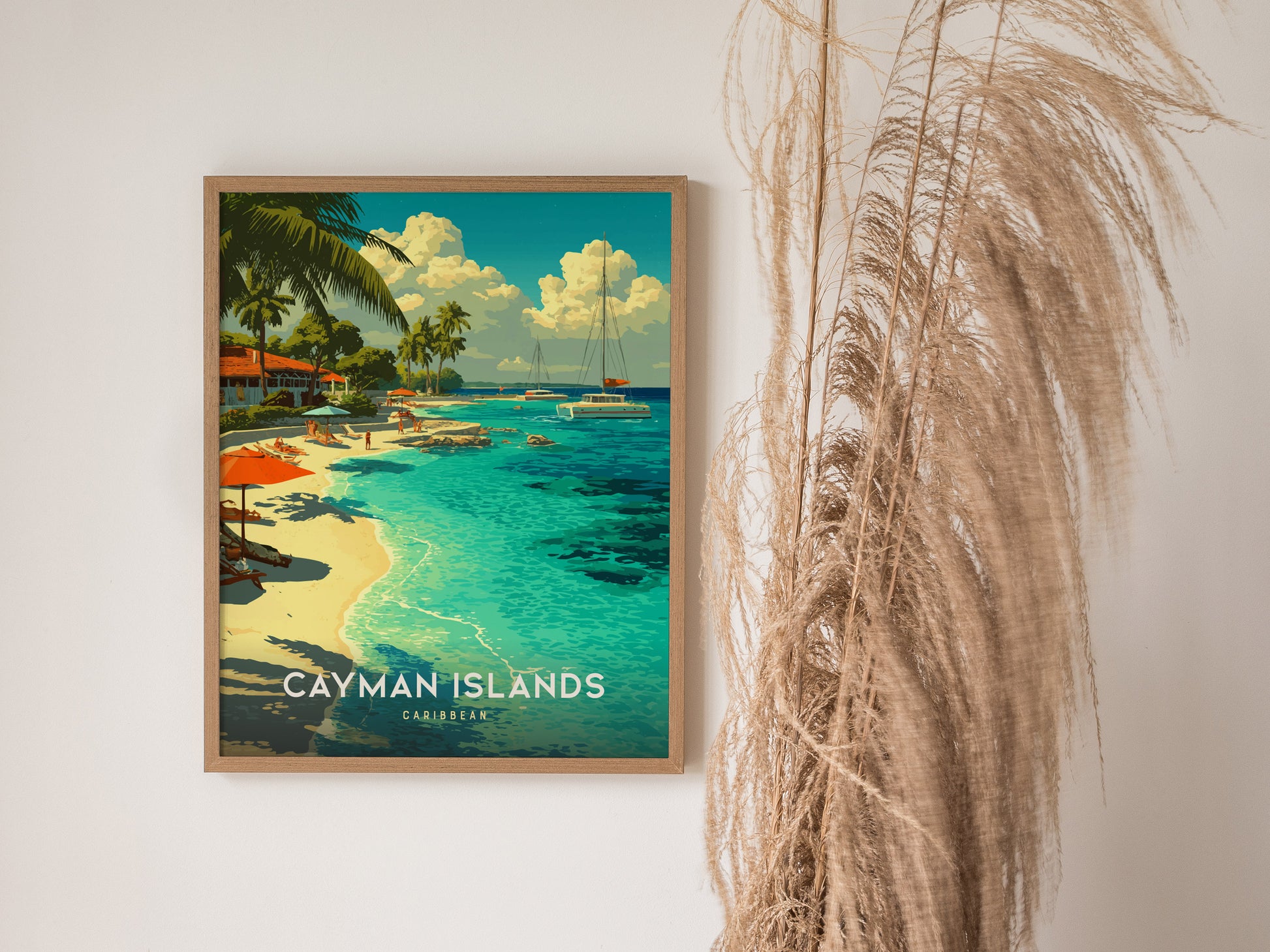 Cayman Islands Poster | Caribbean Beach Tropical Travel Print Wall Art | Framed or Unframed