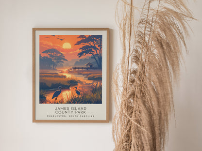 James Island County Park Matte Border Poster | Charleston, South Carolina Beach House Decor — styled in a modern interior