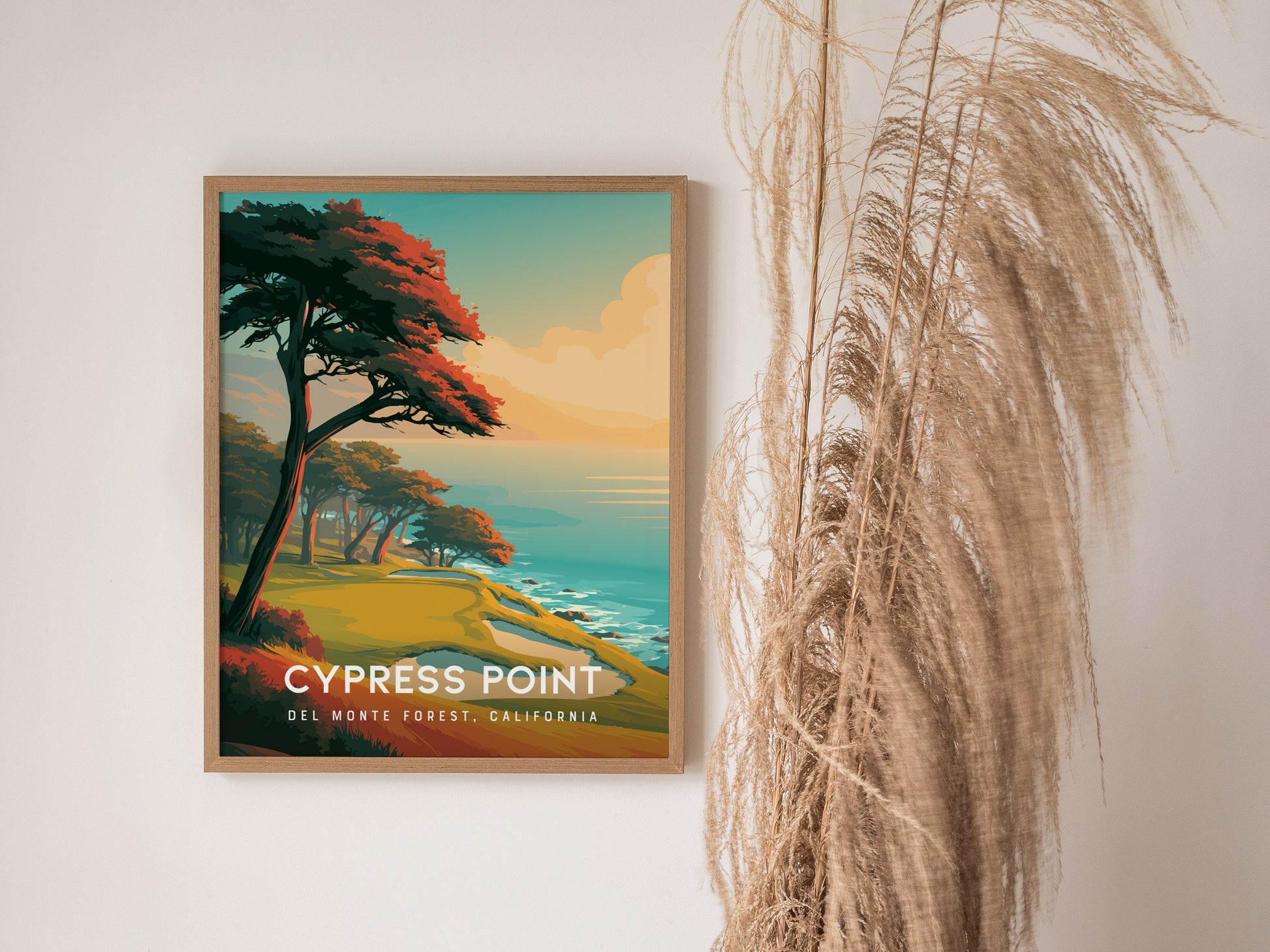 Cypress Point, Del Monte Forest, California Poster | Iconic Links Poster Golf Wall Art — styled in a modern interior