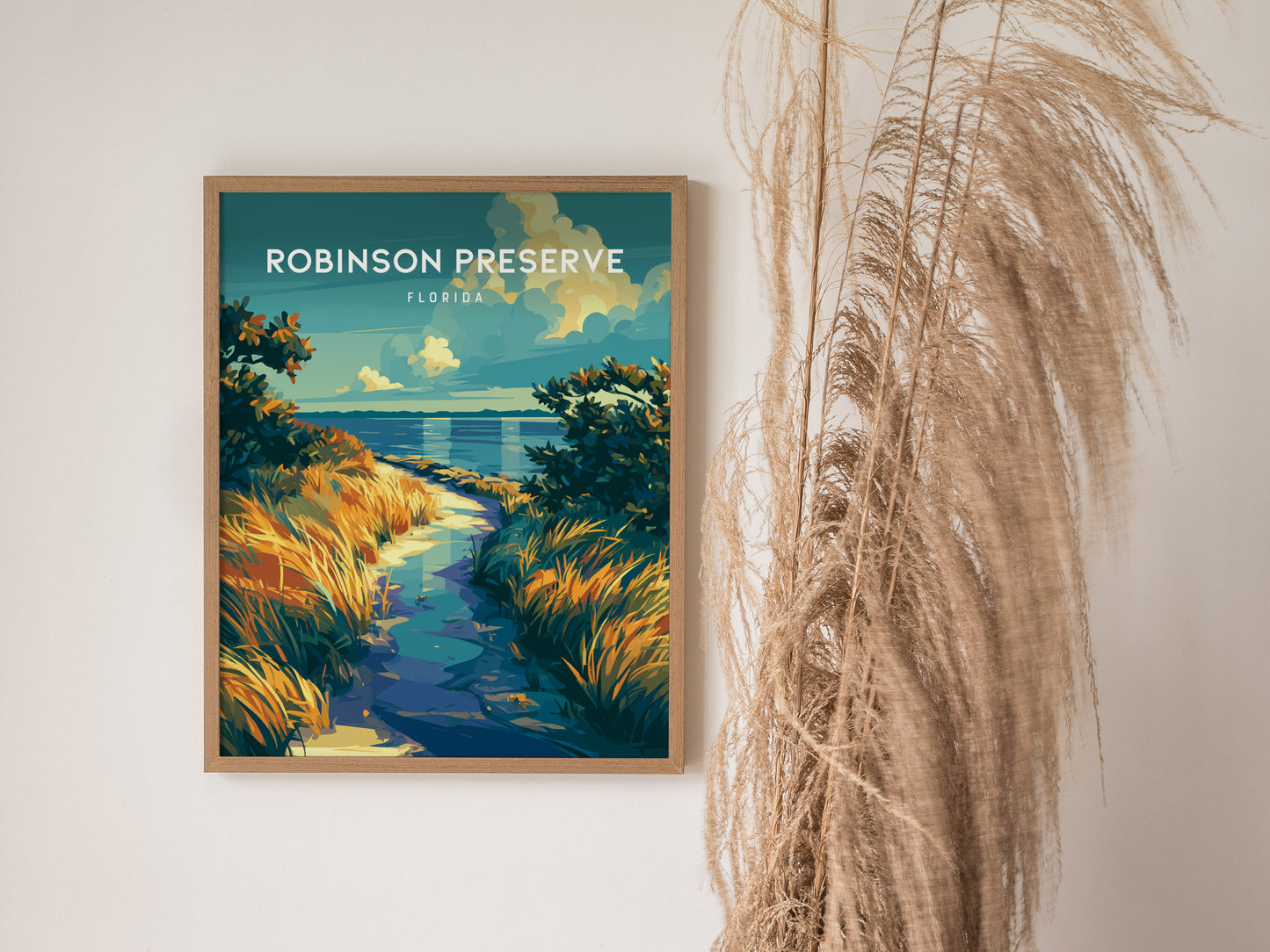 Robinson Preserve, Florida Poster | Mangrove Trails & Coastal Wetlands Wall Art — styled in a modern interior