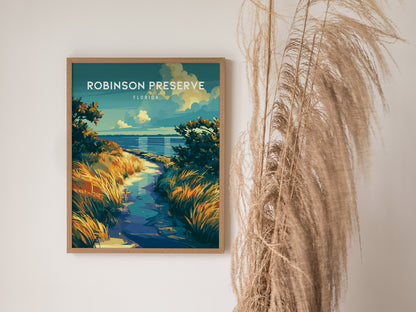 Robinson Preserve, Florida Poster | Mangrove Trails & Coastal Wetlands Wall Art — styled in a modern interior