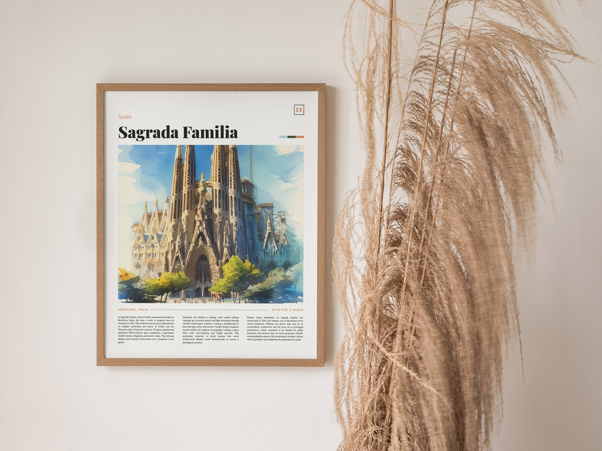 Sagrada Familia Poster | Barcelona Travel Art | Gaudi Cathedral Print