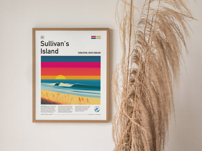 Sullivan's Island, Charleston, South Carolina Poster | Surf Wall Art & Beach House Decor — styled in a modern interior
