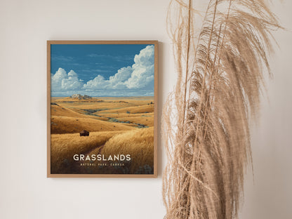 Grasslands National Park Poster | Canadian Bison Wall Art