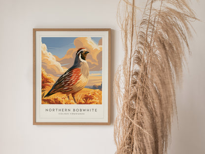 Northern Bobwhite, Colinus virginianus Poster | Quail Bird Wall Art Wildlife Print — styled in a modern interior
