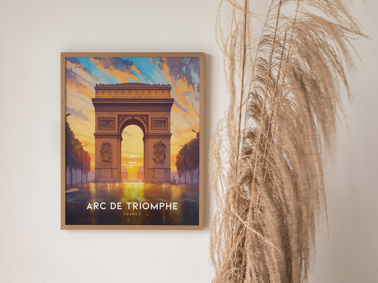 Arc de Triomphe Poster | Paris France Landmark Travel Print Wall Art | Framed of Unframed