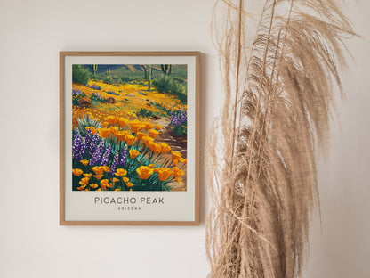 Picacho Peak Matte Border Poster | Arizona Travel Wall Art — styled in a modern interior