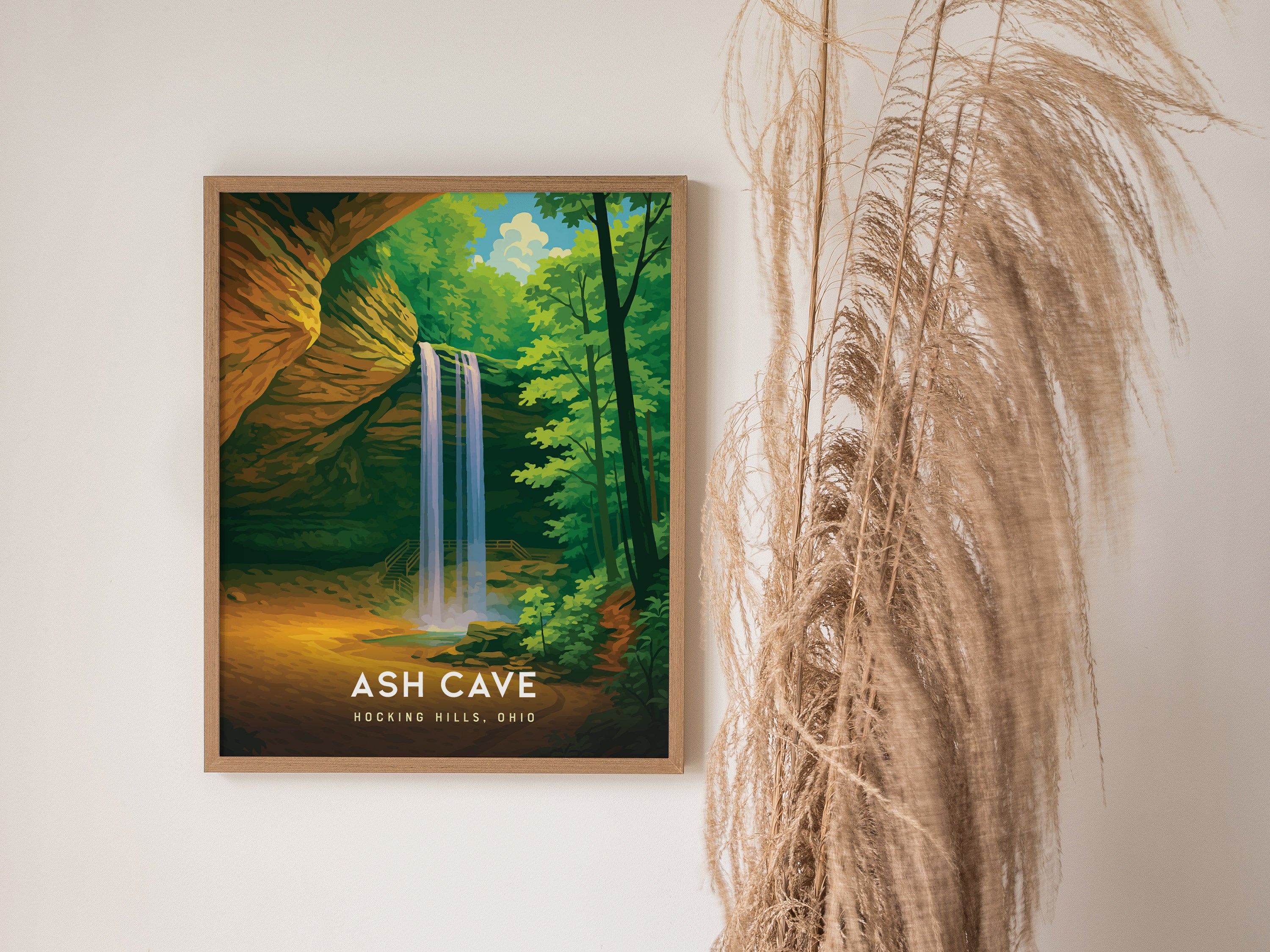Ash Cave Hocking Hills Poster | Ohio Waterfall Nature Trail Wall