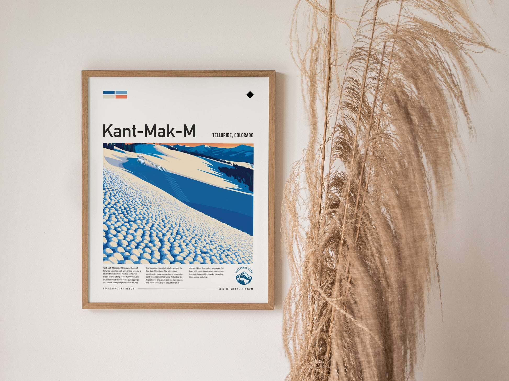 Kant-Mak-M, Telluride Poster | Alpine Ski Run Mountain Wall Art — styled in a modern interior