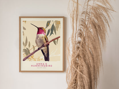 Annas Hummingbird Bird Poster | Vintage Audubon Print Wildlife Wall Art | Framed or Unframed