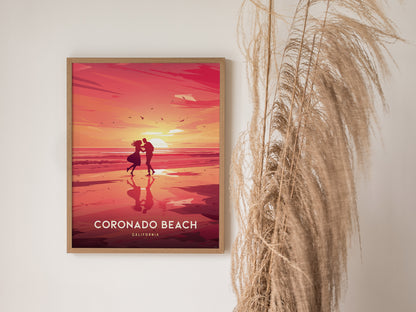 Coronado Beach Poster | San Diego California Coastal Wall Art | Framed or Unframed