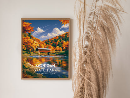 Mohican State Park, Loudonville, Ohio Poster | Wilderness River & Forest Travel Wall Art — styled in a modern interior