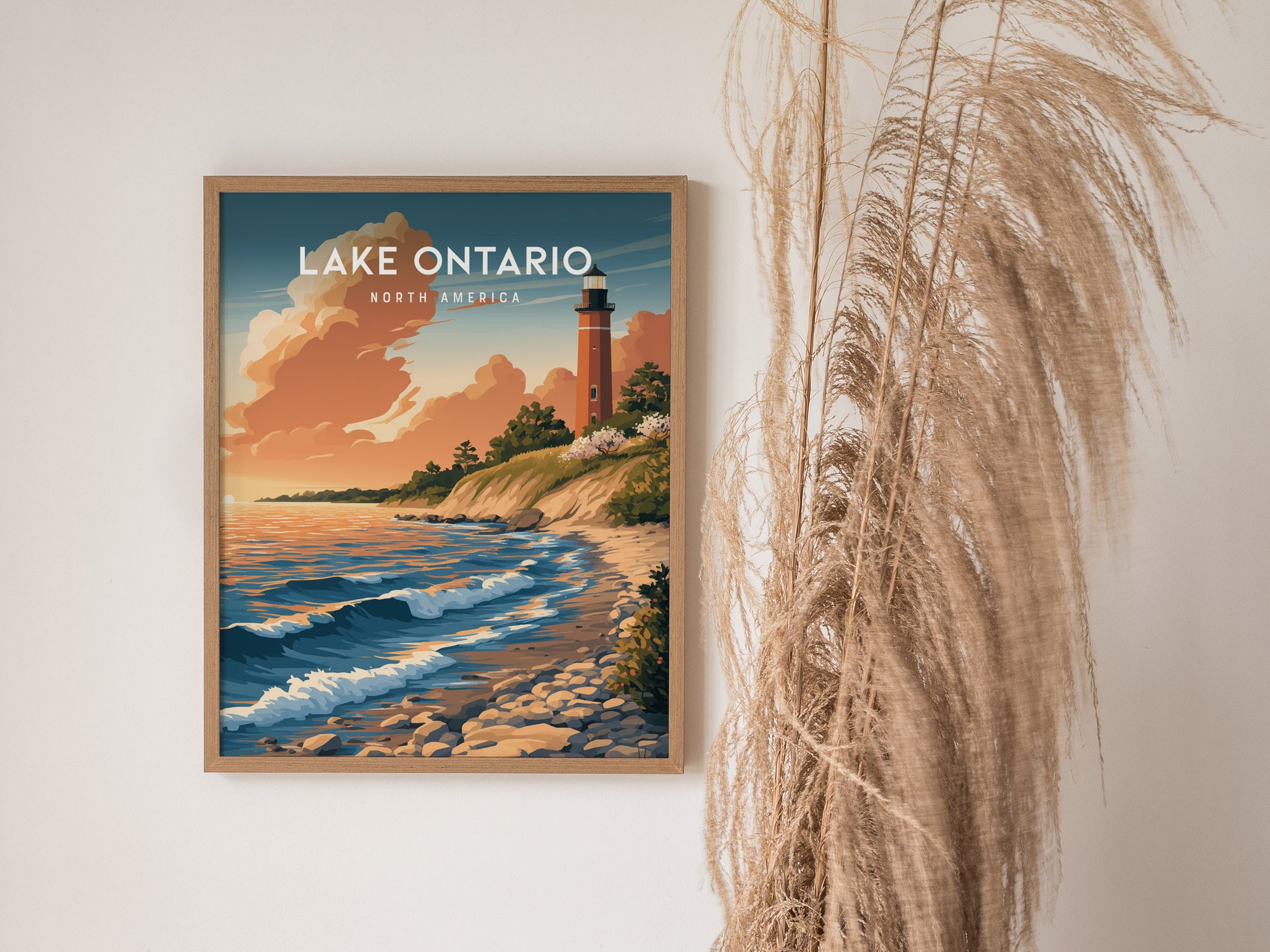 Lake Ontario, North America Poster | Freshwater Shores & Sailboat Horizon Wall Art — styled in a modern interior