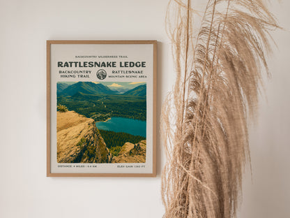 Rattlesnake Ledge, North Bend Poster | Hiker Gift | Bold Summit Views Wall Art — styled in a modern interior