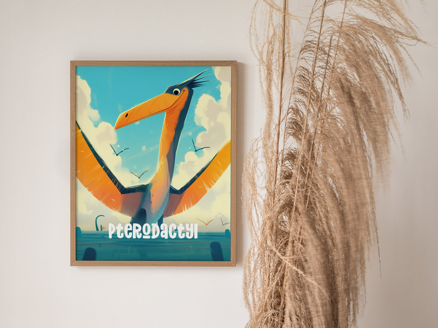 Pterodactyl Poster | Dinosaur Kids Room Wall Art | Nursery Dino Print