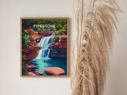 Pipestone, Minnesota Poster | Sacred Quarry & Prairie Sunset Wall Art — styled in a modern interior