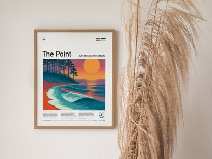 The Point, Cape Hatteras, North Carolina Poster | Surf Wall Art Beach House Decor — styled in a modern interior