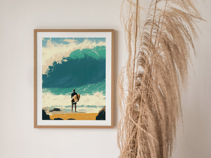 Surf Dream Big Wave Poster Hawaii California Surfer Wall Art Beach House Decor Travel Print Ocean Epic Surfing Artwork