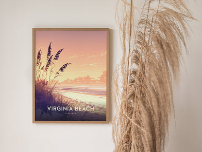 Virginia Beach Poster | Coastal Sunset Wall Art | Framed or Unframed