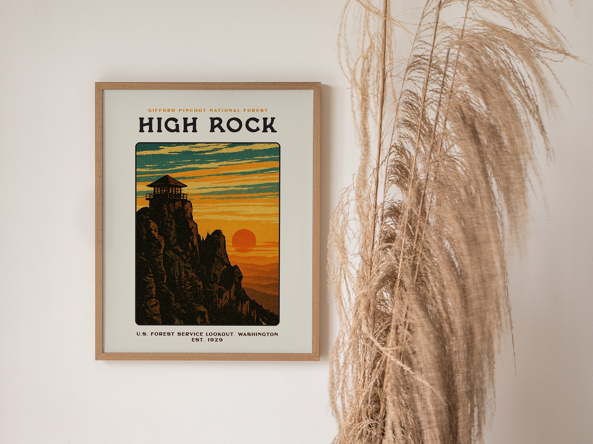 High Rock Lookout Vintage Poster | Gifford Pinchot Forest Wall Art