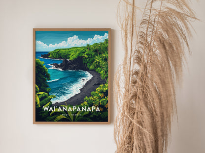 Waianapanapa Poster | Maui Black Sand Beach Art Road to Hana Hawaii
