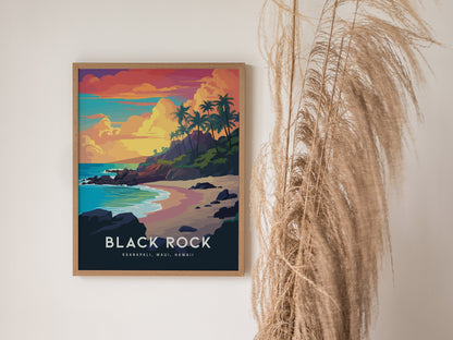 Black Rock Kaanapali Travel Print | Maui Hawaii Wall Art | Framed of Unframed
