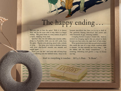 Vintage Ivory Soap Ad – "The Happy Ending" 1920s Bath Poster, Antique Bathroom Decor, Art Nouveau Style, Available Framed/Unframed