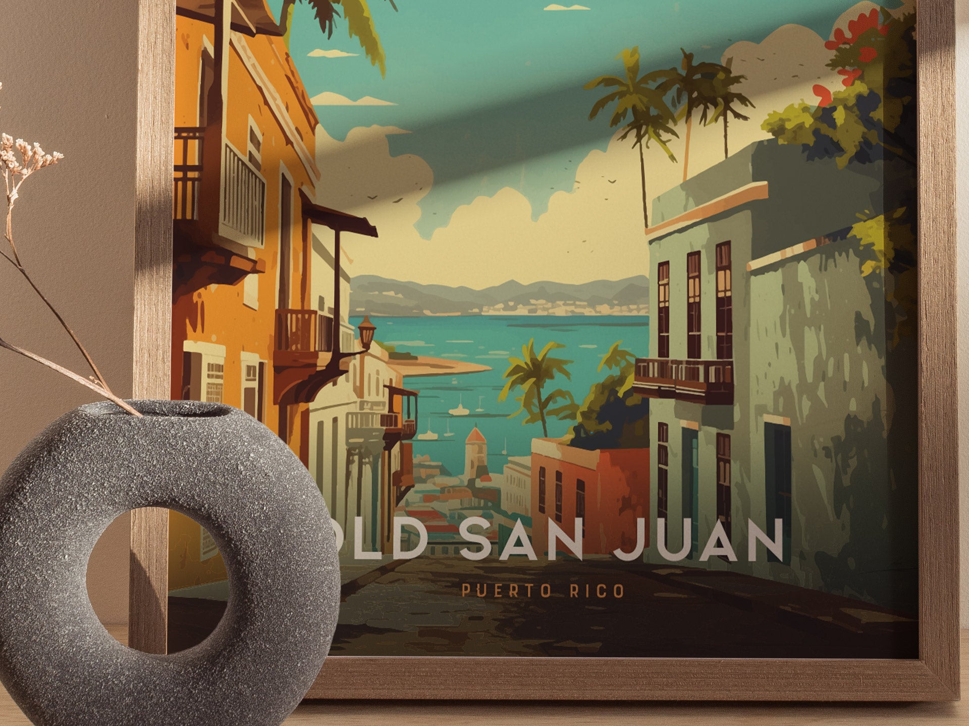 Old San Juan Poster | Puerto Rico Historic District Wall Art Print