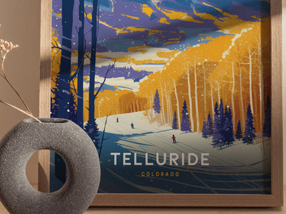 Telluride Poster | Colorado Ski Resort Vintage Rocky Mountain Art Gift