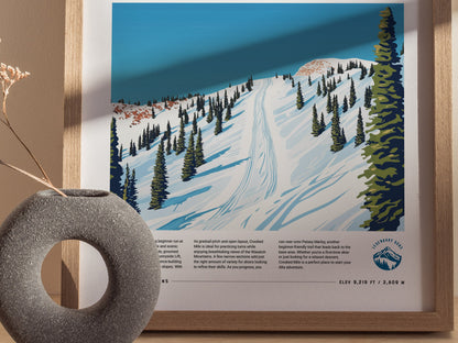 Crooked Mile Alta Ski Area Poster | Utah Skiing Resort Wall Art | Framed or Unframed