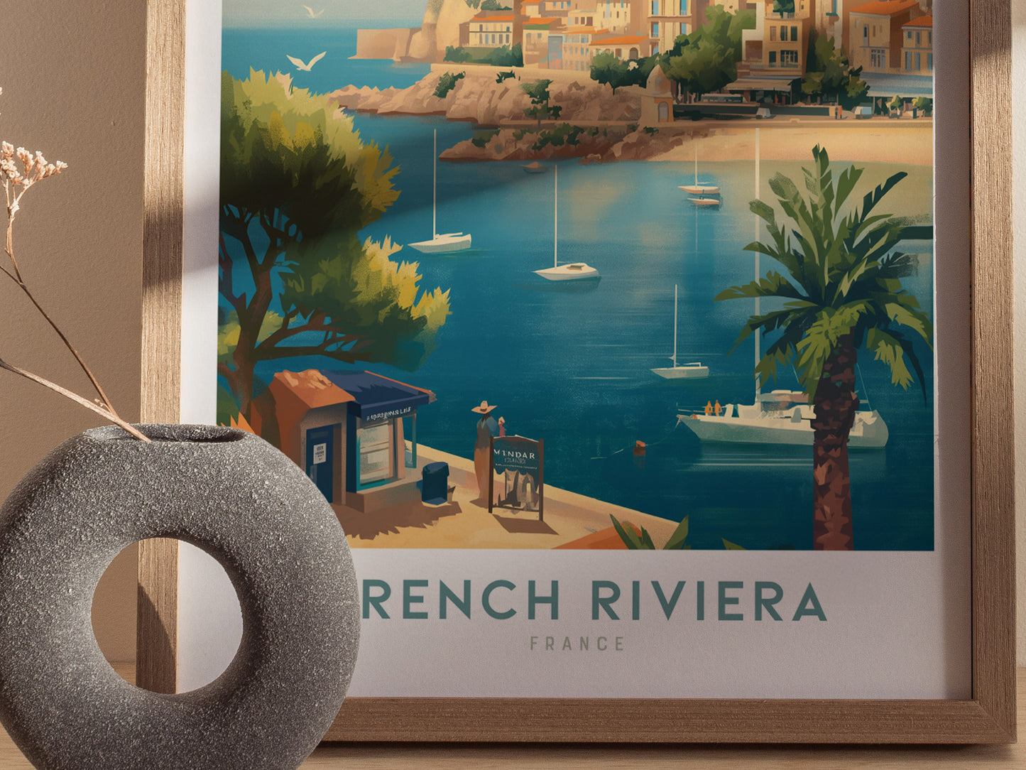 French Riviera Poster | France Travel Print Wall Art | Framed or Unframed
