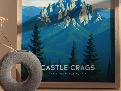 Castle Crags State Park Poster | California Mountain Nature Wall Art | Framed or Unframed